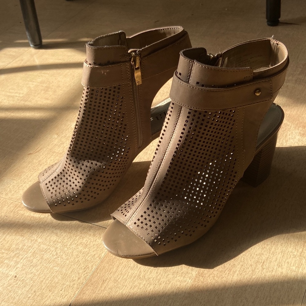 a.n.a Tan Peep-Toe Heeled Sandals